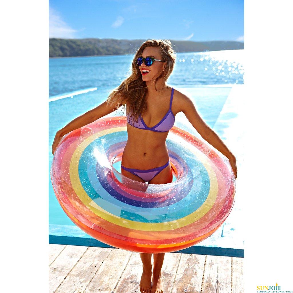Summer Colorful Hot sale Rainbow Inflatable Pool Ring