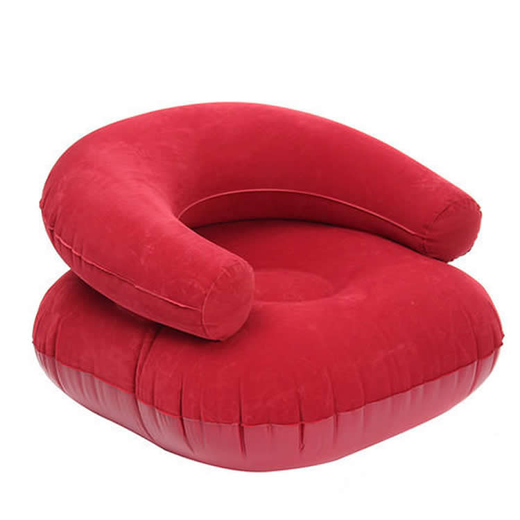 U-shaped Backrest Flocked Single Inflatable Sofa