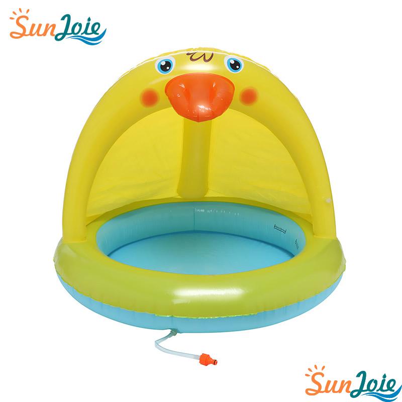 Smart Novelty Multicolour Spray Pool Of 40In Water Sprinkler Duckling Splash Pool With Canopy Baby Pool For Kids