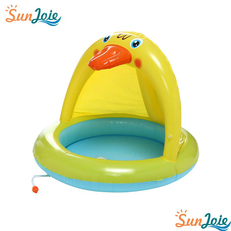 Smart Novelty Multicolour Spray Pool Of 40In Water Sprinkler Duckling Splash Pool With Canopy Baby Pool For Kids