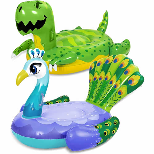 Inflatable Dinosaur & Peacock Pool Floats