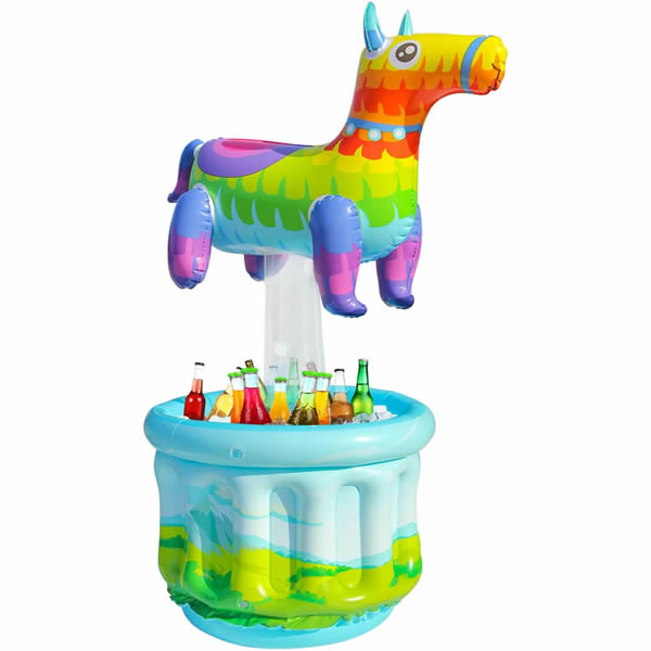 Inflatable Rainbow-Colored Pony Cooler